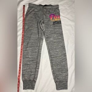 PINK Victoria's Secret Gray Joggers with Pink and Orange Accents